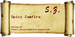 Spicz Zamfira névjegykártya